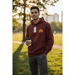 Ascend Hoodie Pullover Men Medium Rust Outdoor Hiking Spring Snaps Long Sleeve